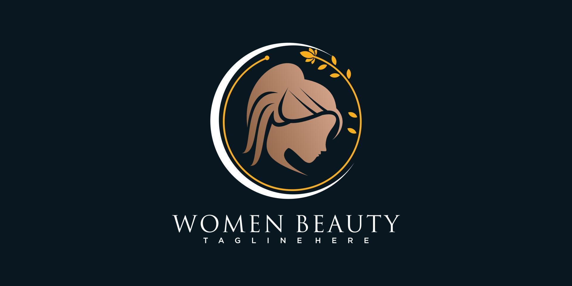 Woman logo with beauty gradient concept and business Premium Vector