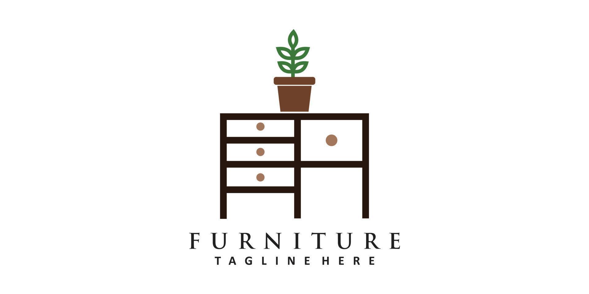 Minimalist furniture logo design with simple concept Premium Vector