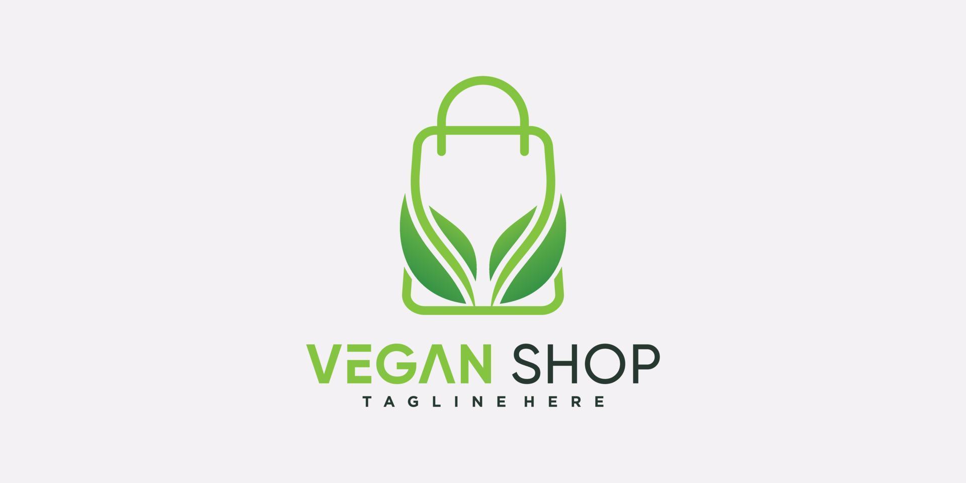 logotipo de icono de tienda vegana para empresa comercial con vector premium de concepto creativo