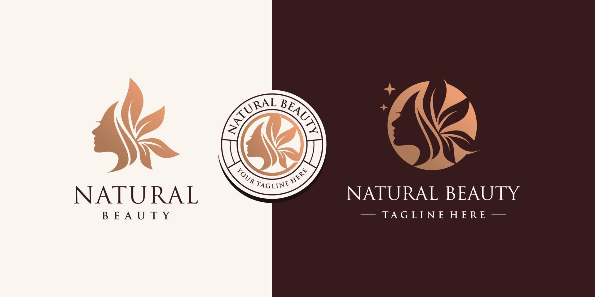 diseño de logotipo de belleza natural con vector premium de concepto creativo