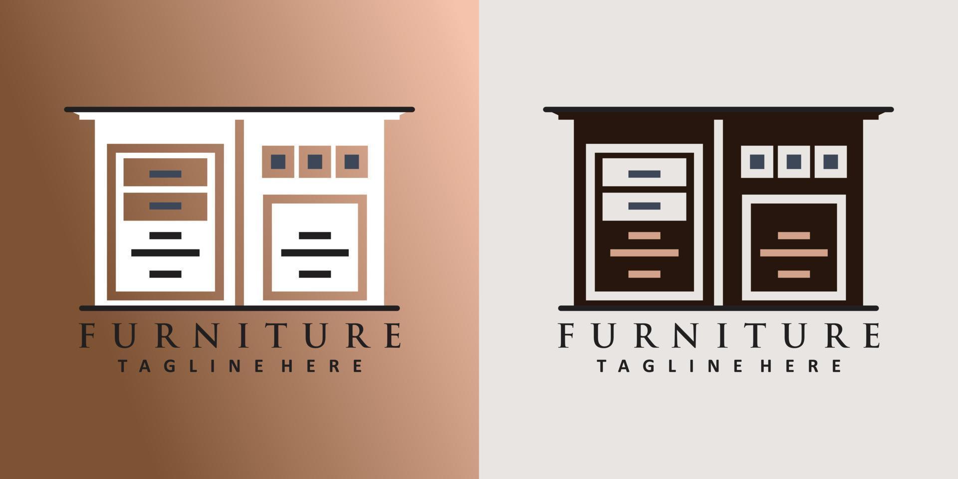 Minimalist furniture logo design with simple concept Premium Vector