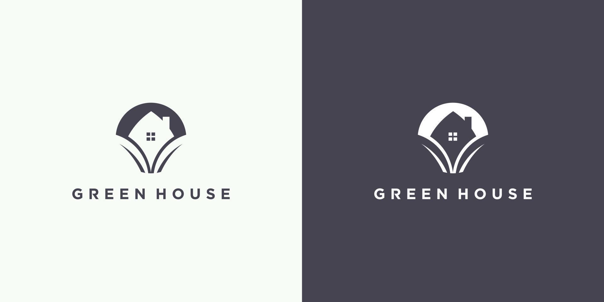 Green house logo design modern concept Premium Vector