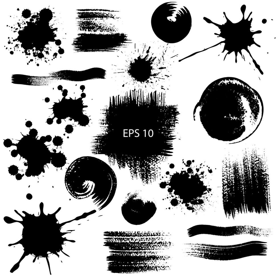 Color ink splashes. Grunge splatters. Abstract background. Grunge text banners vector