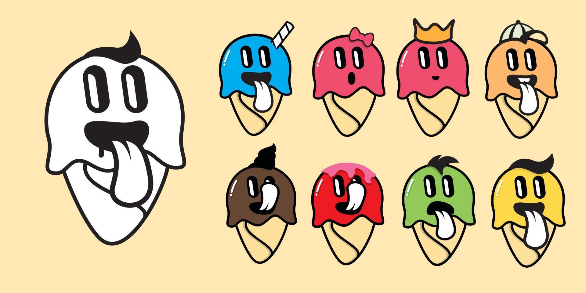 ice cream emoticon vector