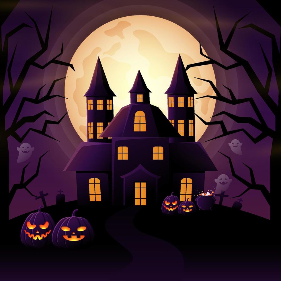 fondo de casa embrujada de halloween vector