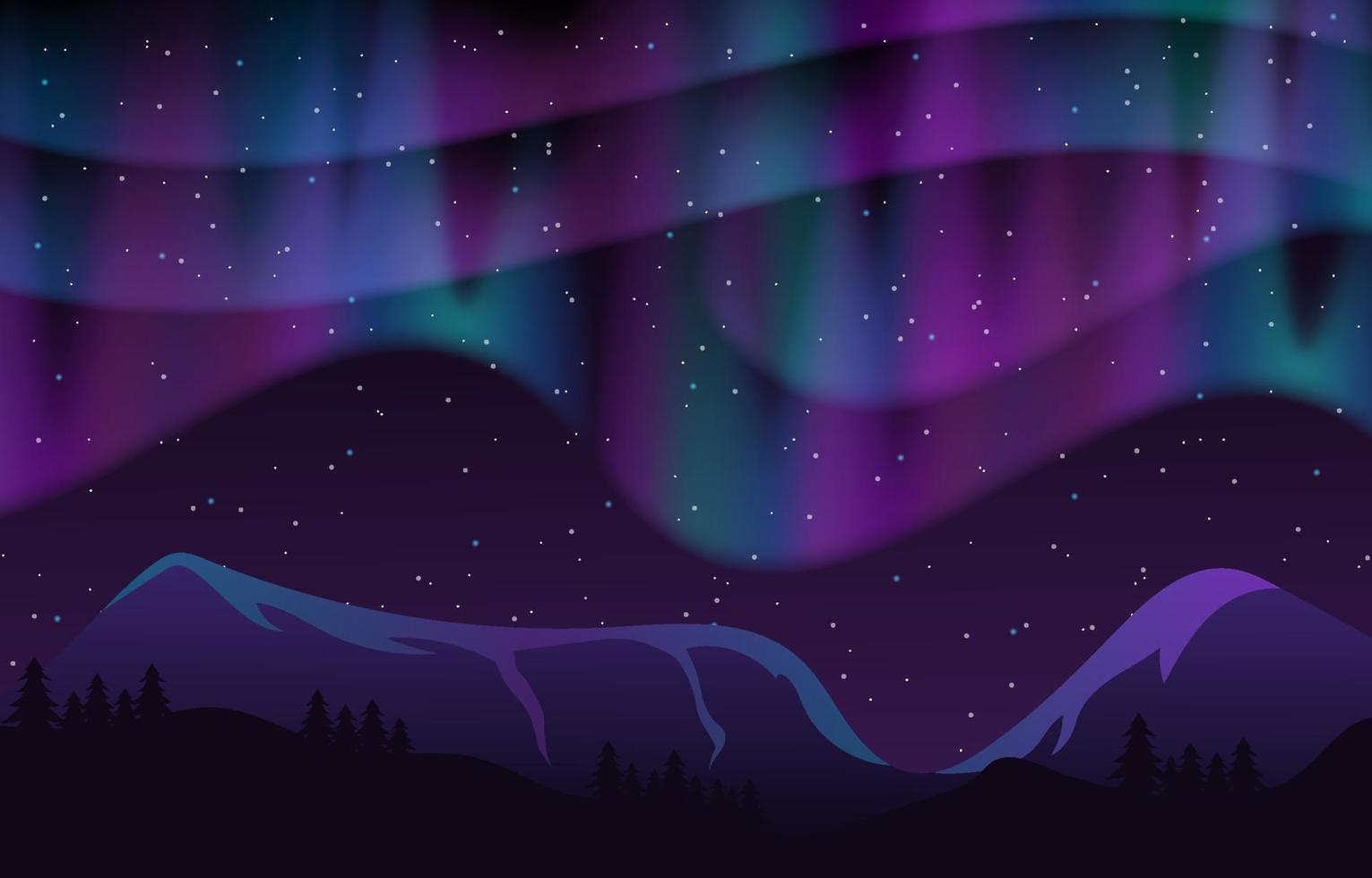 Northern Lights Landscape Background vector