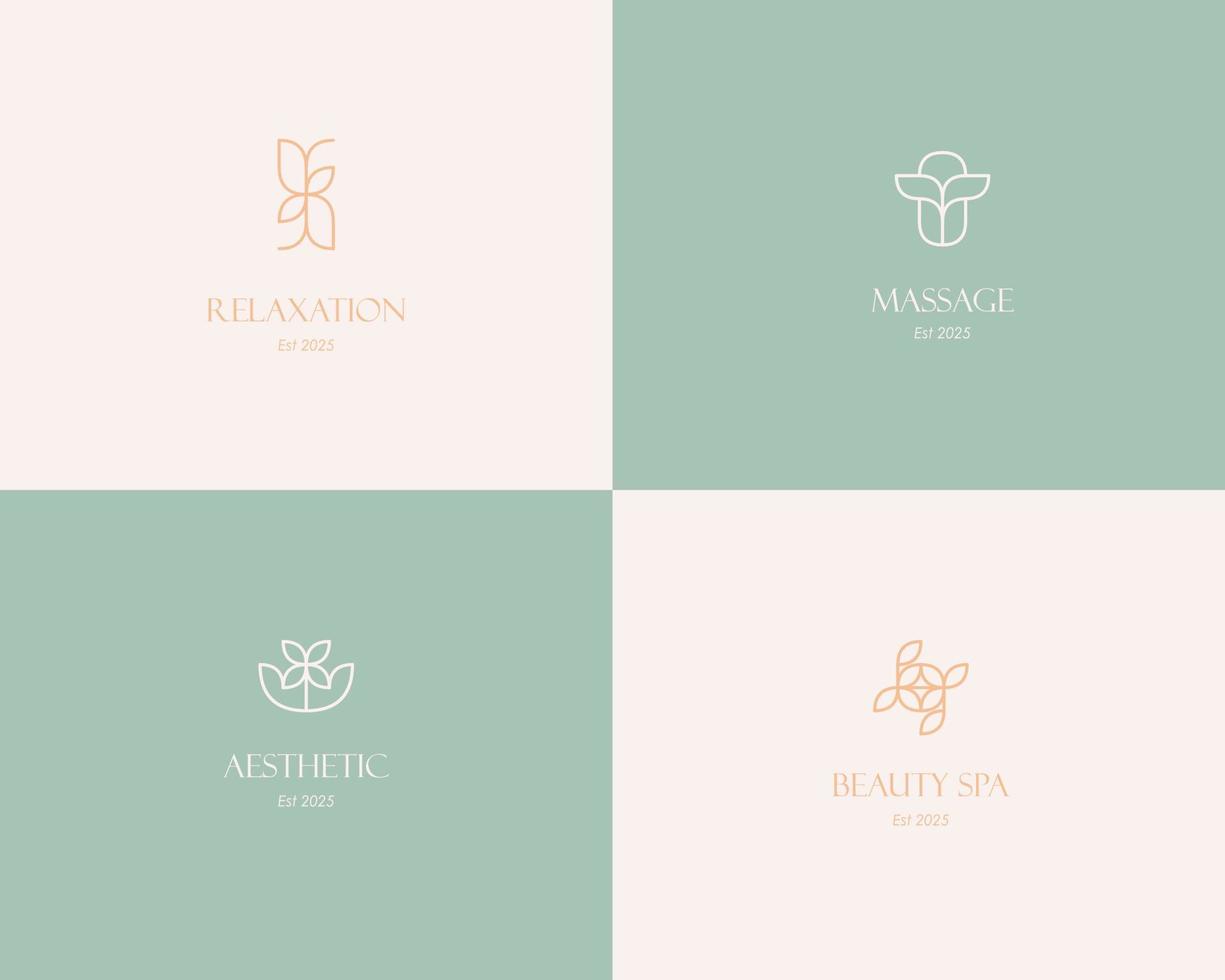 logotipo de spa de belleza. logo para negocios en la industria de la belleza, salud, higiene personal. logo de un salón de belleza, industria de la salud, maquillador. estilo de arte lineal. vector