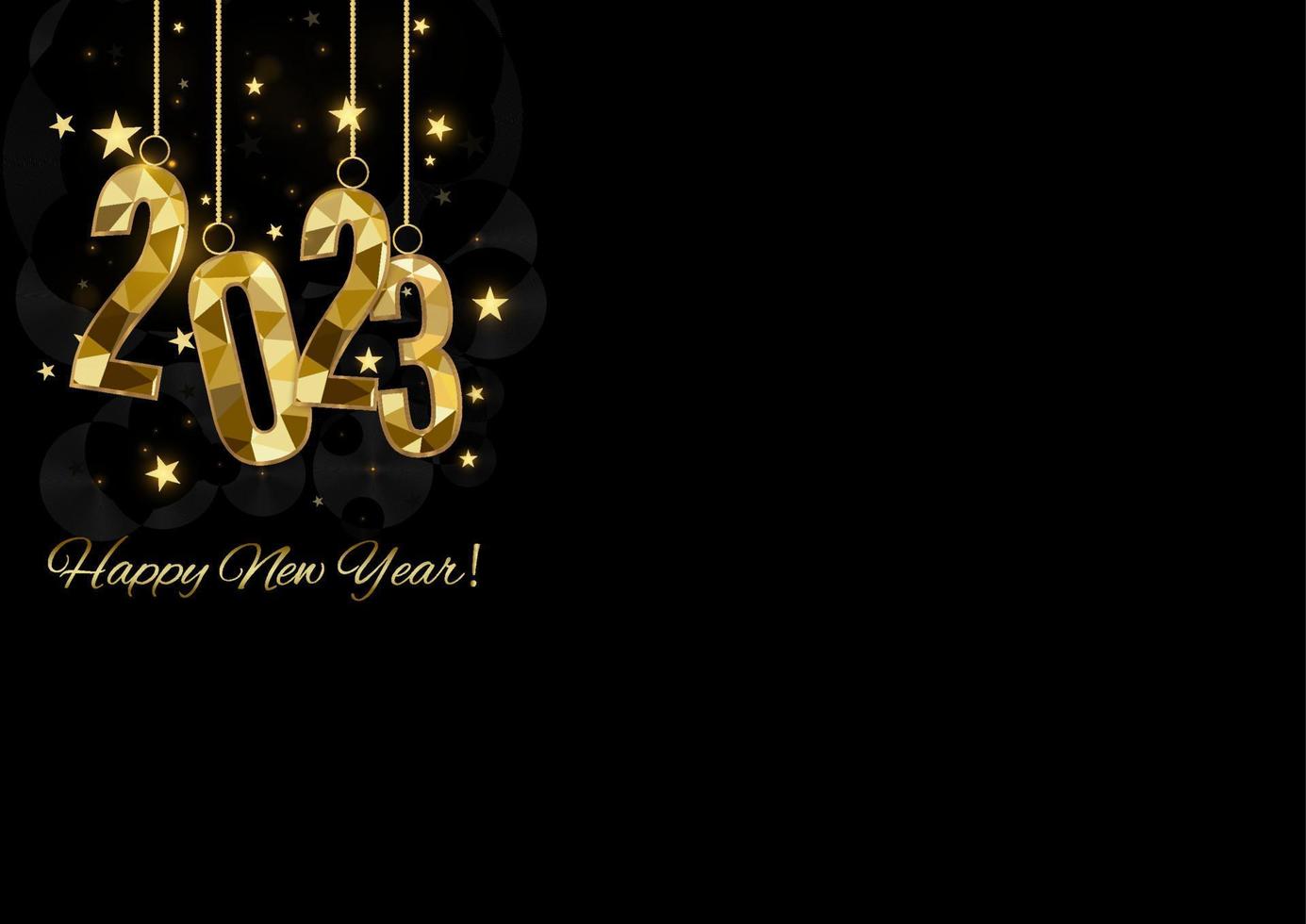 2023 Happy New Year background design. Postcard, banner, poster. Vector Illustration.Wishing you Happy New Year 2021 lines, handwritten lettering, typography, design, sparkling, gold, star.