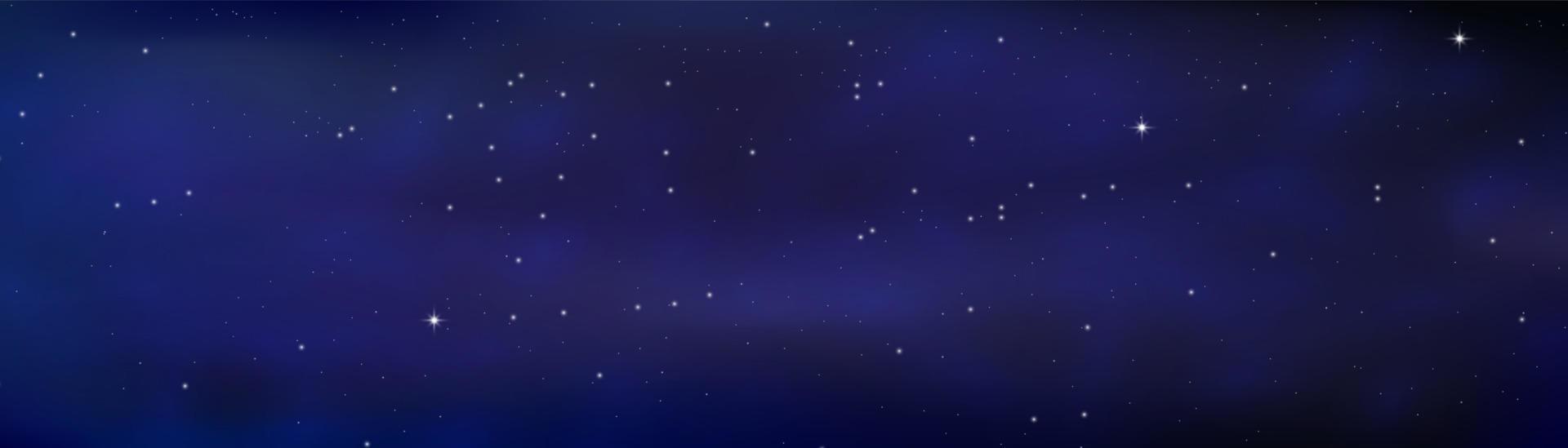 cielo estrellado brillante de noche, fondo espacial azul con estrellas, espacio. hermoso cielo nocturno. vector