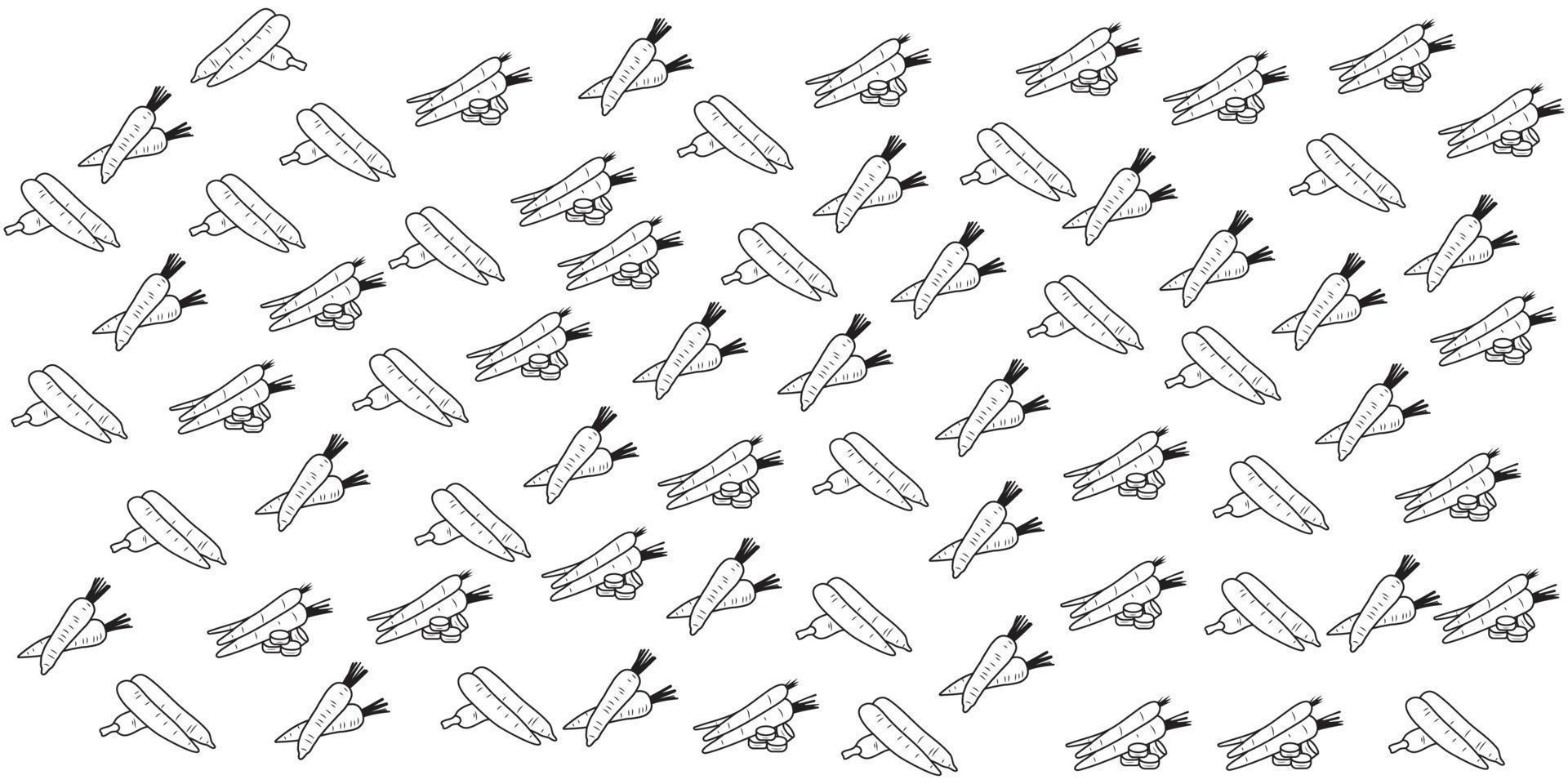 Vector illustration of carrot doodle pattern.
