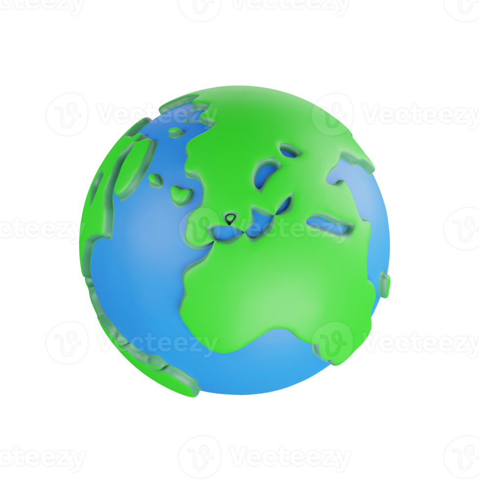 3D rendering earth planet icon on transparent background png