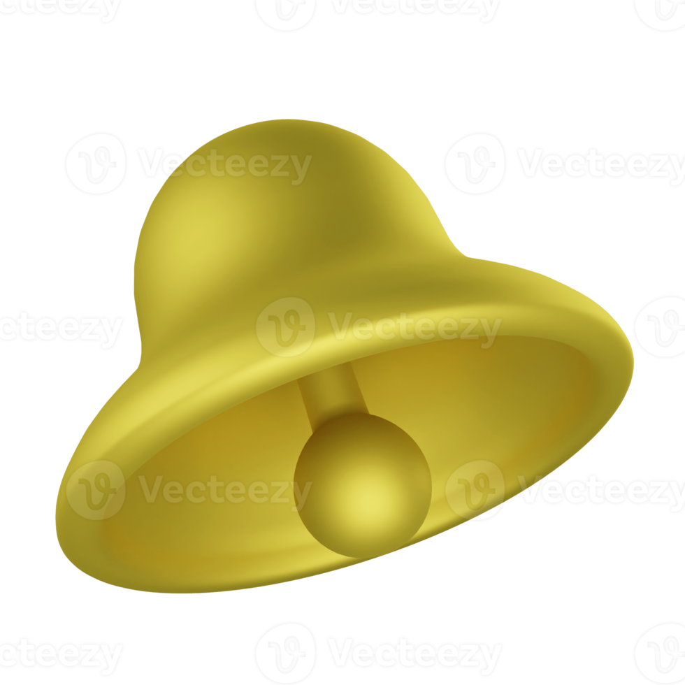 3D rendering bell icon on transparent background png