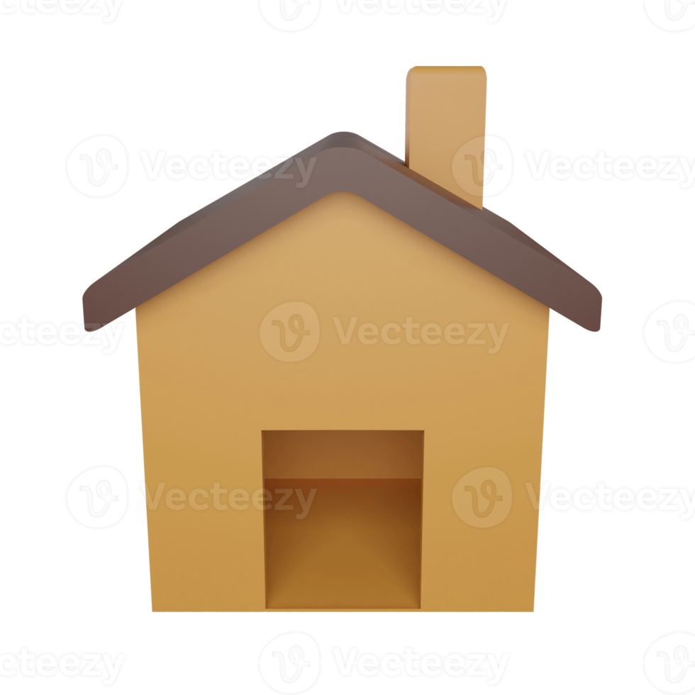 3D rendering front view classic house icon on transparent background png