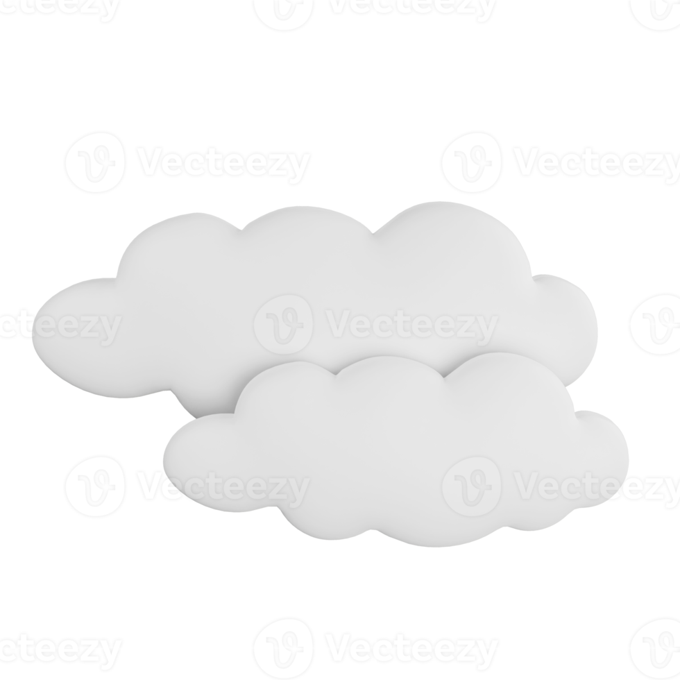 3D rendering cloud icon on transparent background png