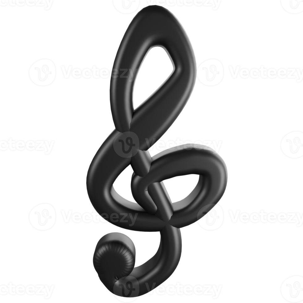 3D rendering treble clef icon on transparent background png