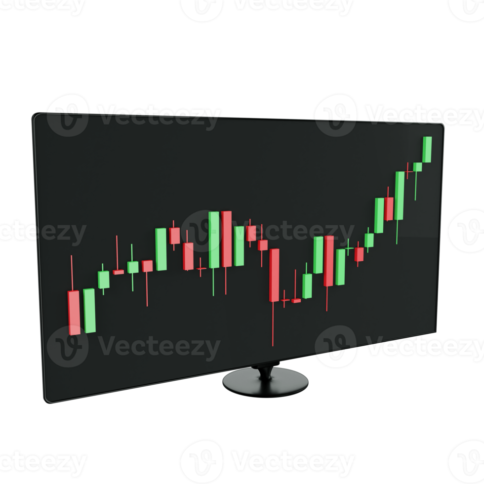 3D rendering trading monitor icon on transparent background png