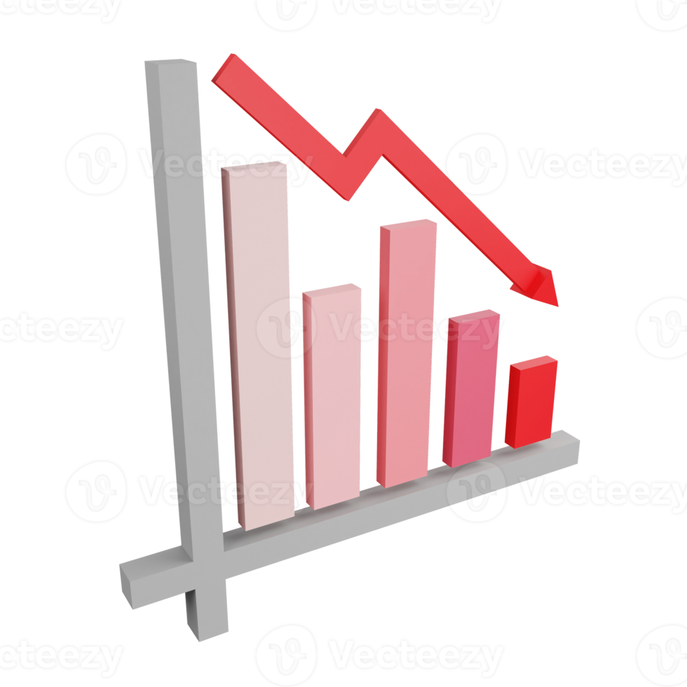 3D rendering lose graph icon on transparent background png