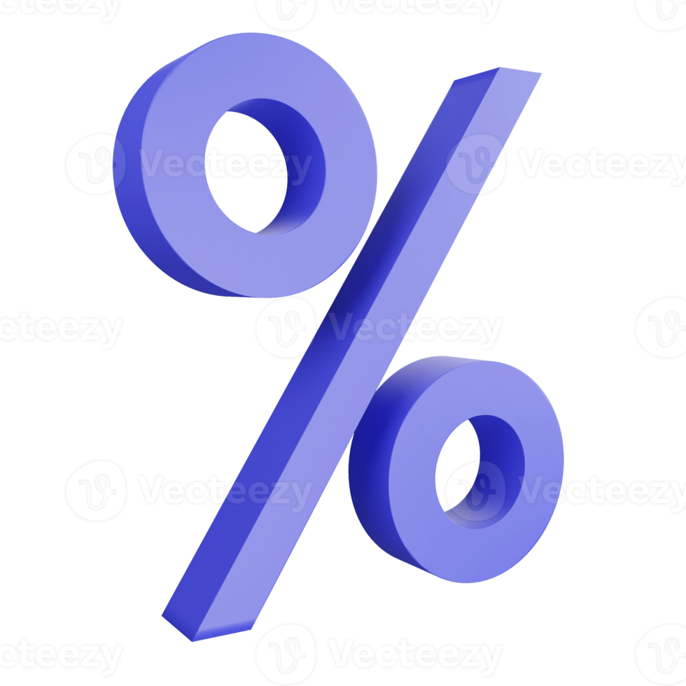 3D rendering percent icon on transparent background png