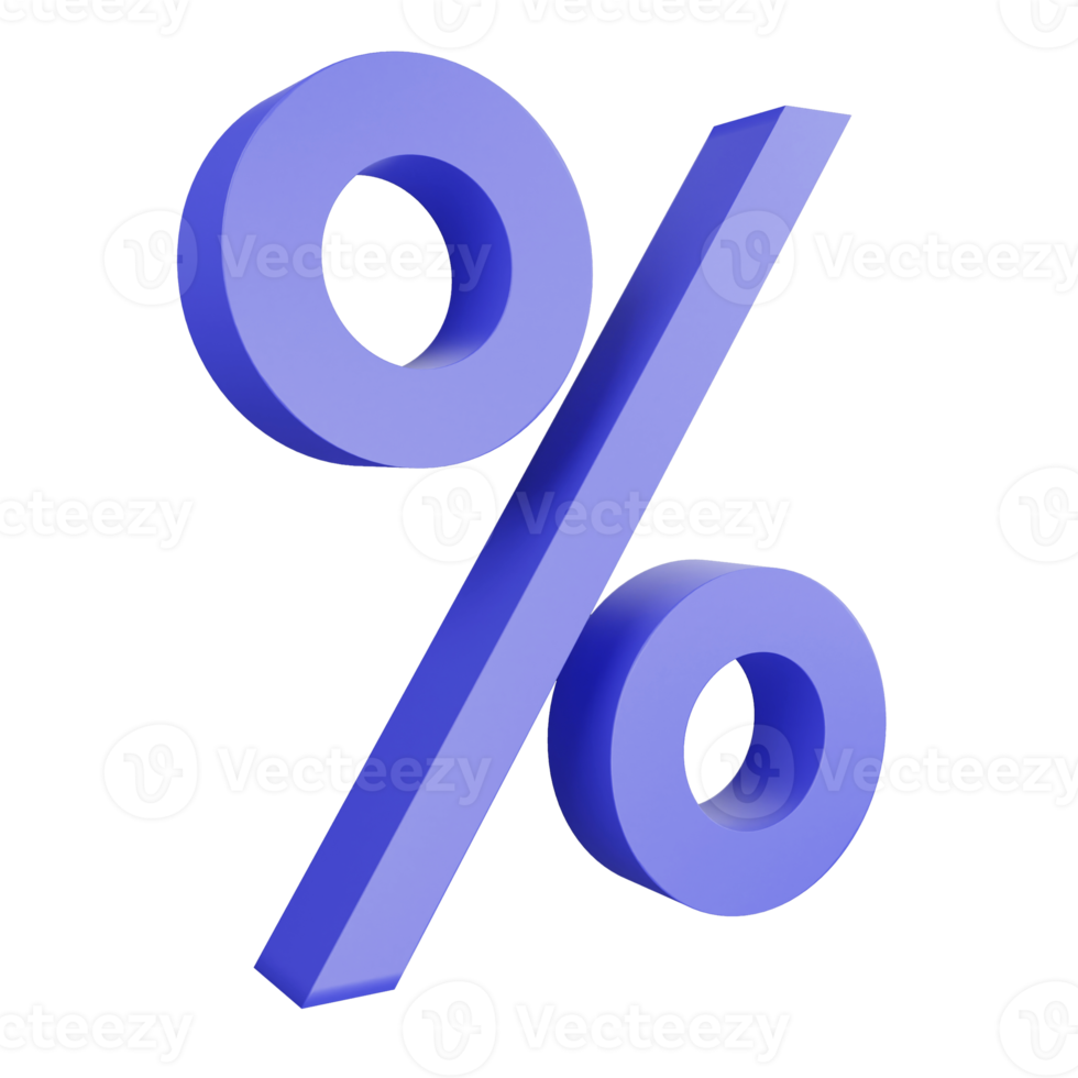 3d renderen procent icoon Aan transparant achtergrond png