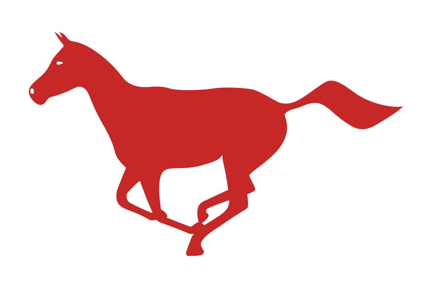 Silhouette of a running horse with waving tail, vector illustration