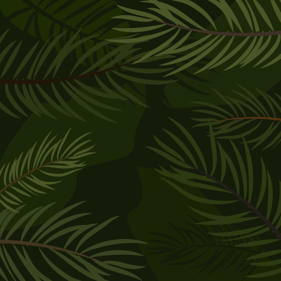 Christmas and New Year theme green background with outlines of fir branches. Spruce background for additional inscriptions on postcards, banners, flyers for printing. vector