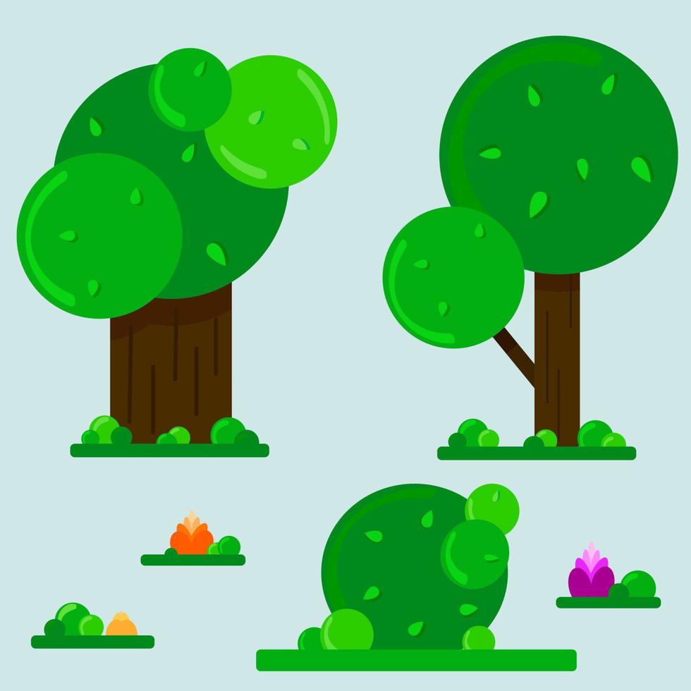 Trees, bush and grass vector