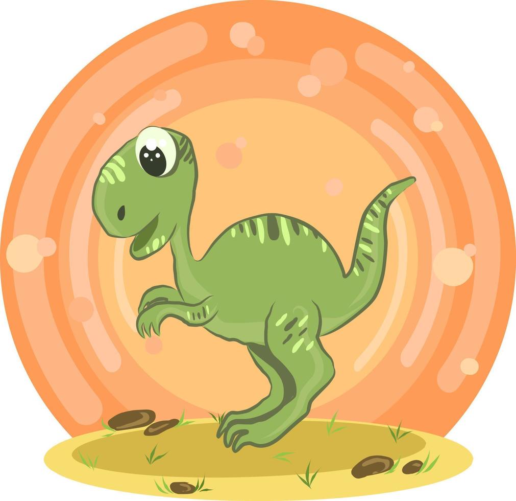 Cute dinosaur in the sand. Background of several colors with highlights. vector