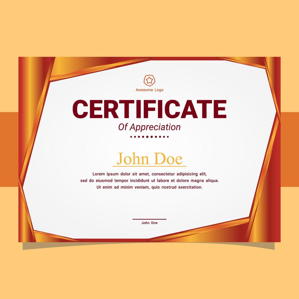 certificate luxury gold template design vector