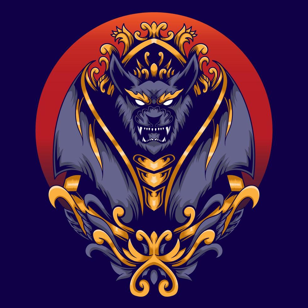 Bat with ornament vector illustration