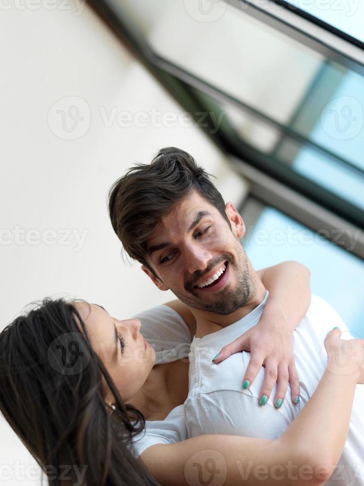 relaxed young couple at home photo
