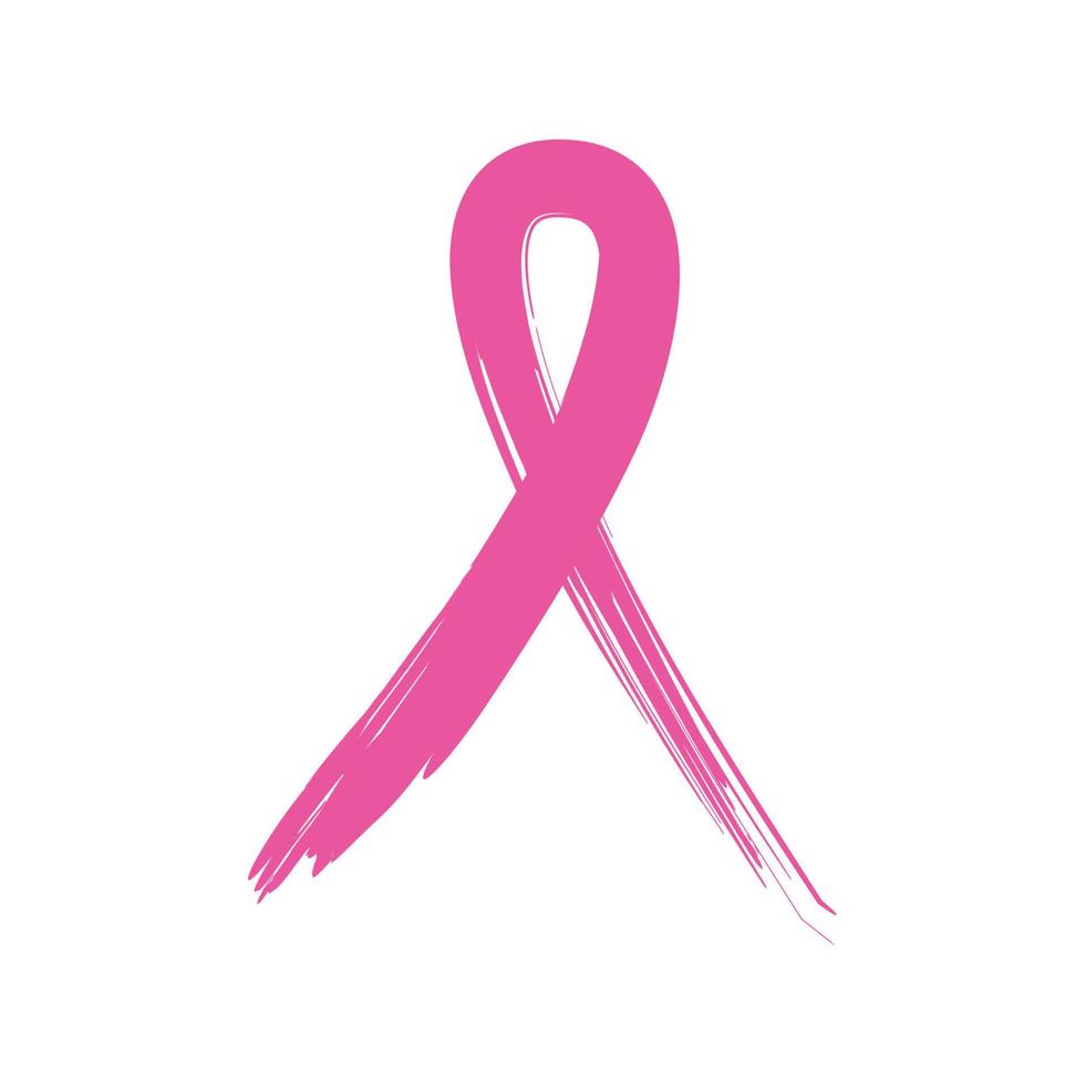 pink ribbon, breast cancer awareness symbol, isolated on white, vector illustration