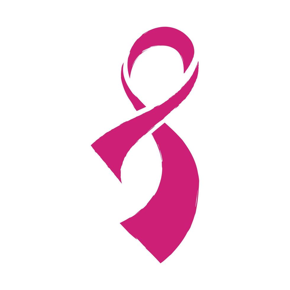 pink ribbon, breast cancer awareness symbol, isolated on white, vector illustration