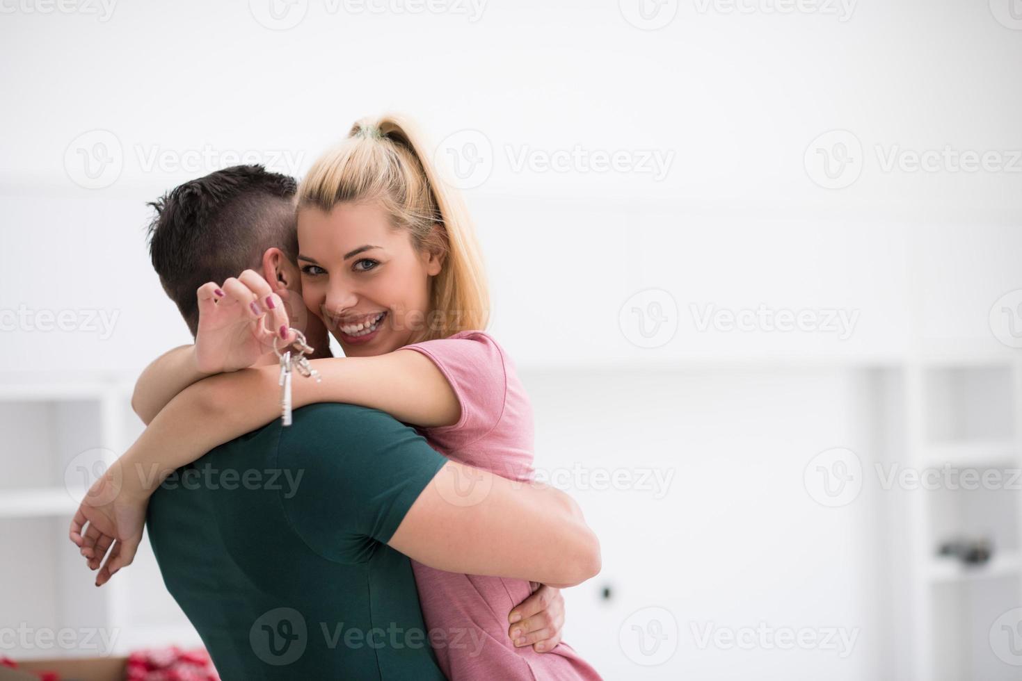 happy Young couple moving in new house photo