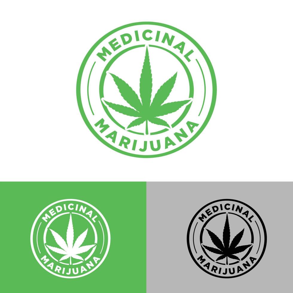 logotipo de marihuana medicinal vector verde, negro, colores blancos