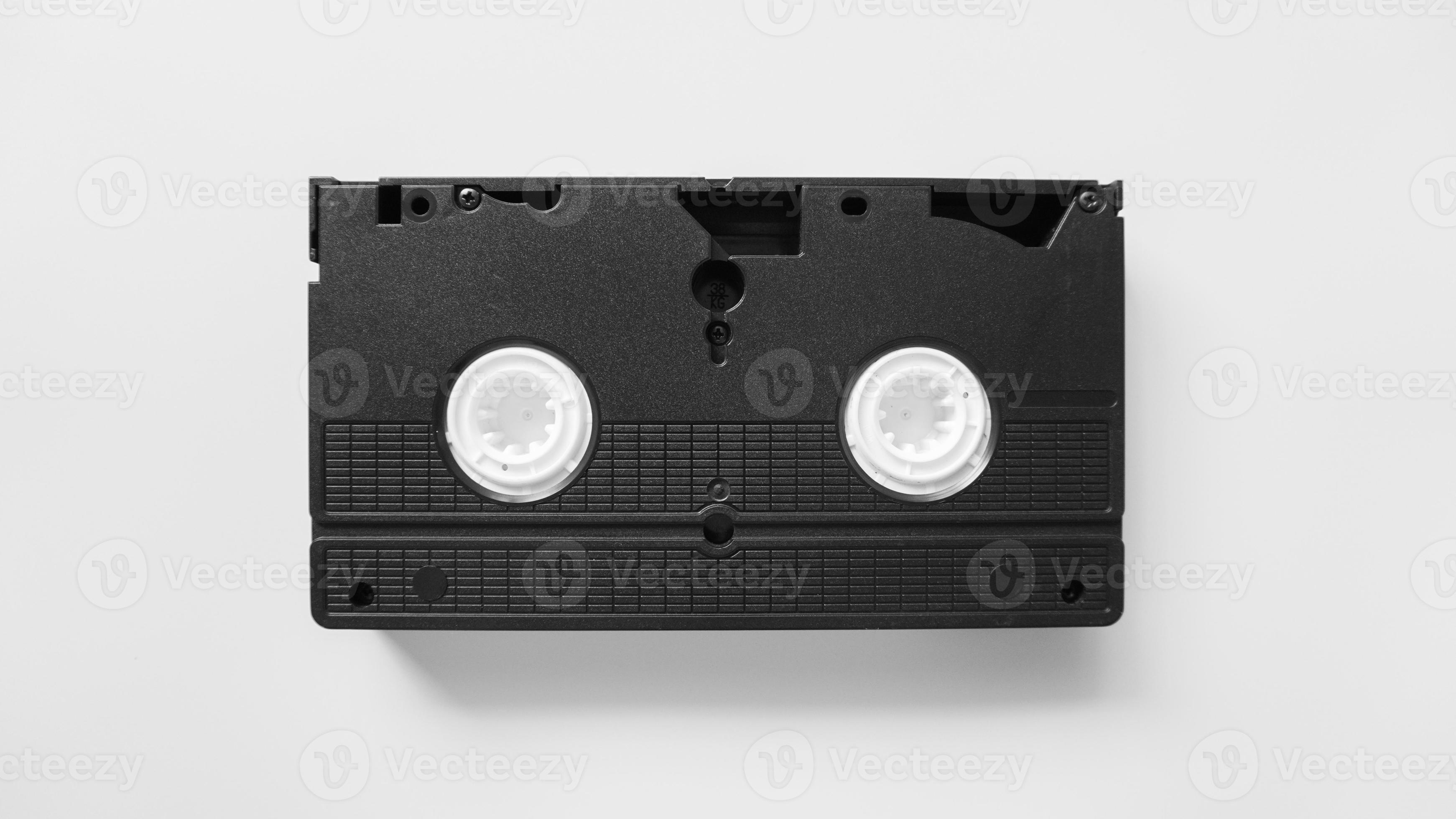 VHS tape back side. Video Home System tape cassette on white background