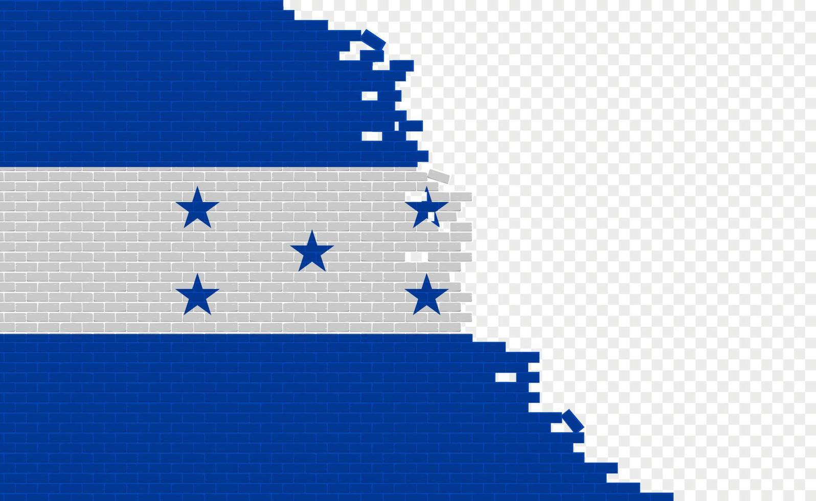 bandera de honduras en la pared de ladrillos rotos. campo de bandera vacío de otro país. comparación de países. fácil edición y vector en grupos.