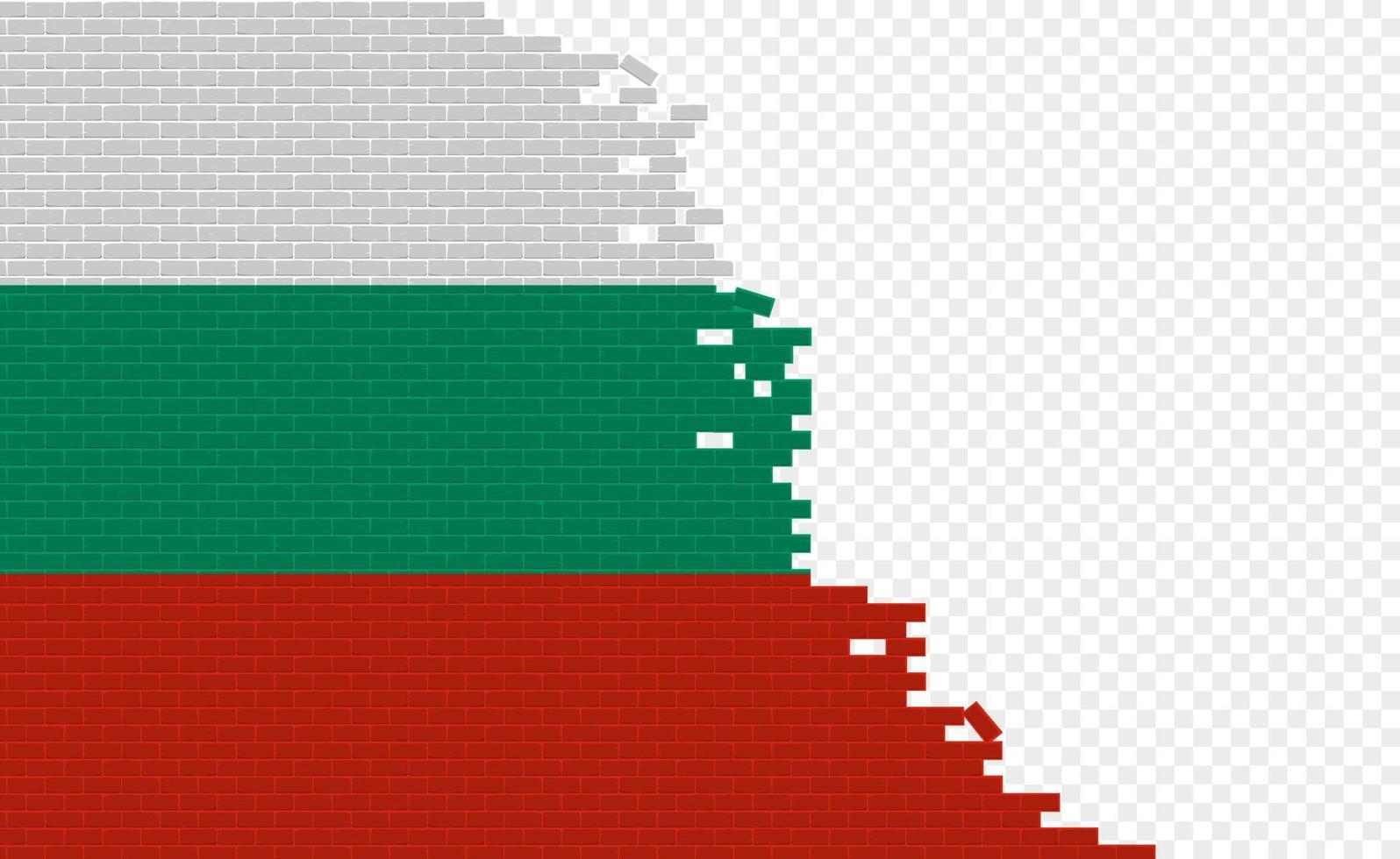 Bulgaria flag on broken brick wall. Empty flag field of another country. Country comparison. Easy editing and vector in groups.