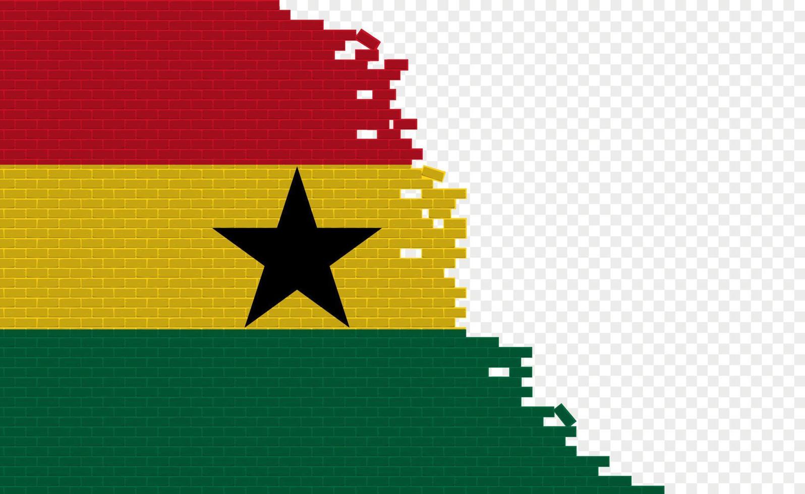 Bandera de Ghana en la pared de ladrillos rotos. campo de bandera vacío de otro país. comparación de países. fácil edición y vector en grupos.