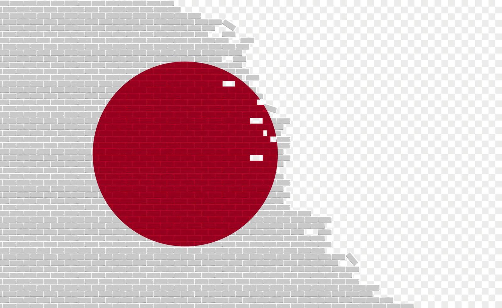 Japan flag on broken brick wall. Empty flag field of another country. Country comparison. Easy editing and vector in groups.