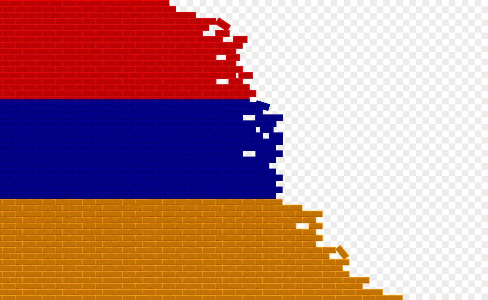 bandera de armenia en la pared de ladrillos rotos. campo de bandera vacío de otro país. comparación de países. fácil edición y vector en grupos.