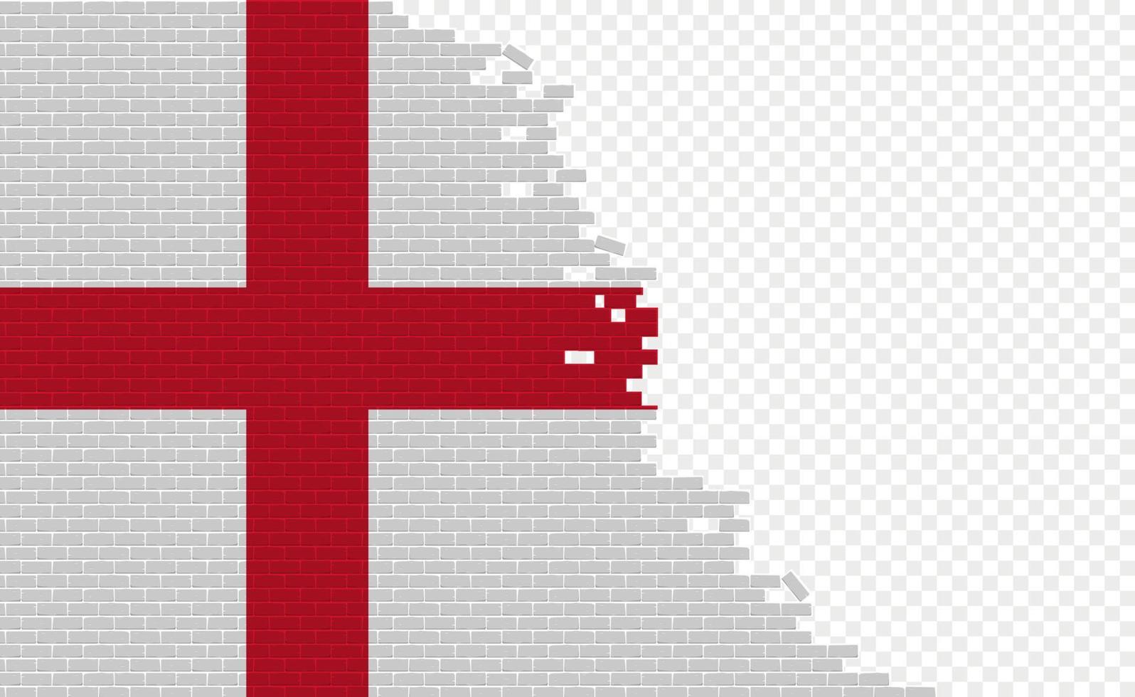 bandera de inglaterra en la pared de ladrillos rotos. campo de bandera vacío de otro país. comparación de países. fácil edición y vector en grupos.