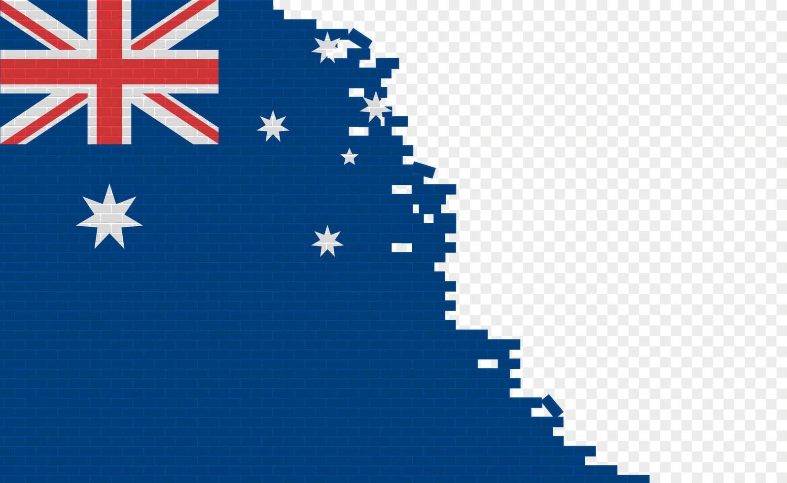 Australia flag on broken brick wall. Empty flag field of another country. Country comparison. Easy editing and vector in groups.