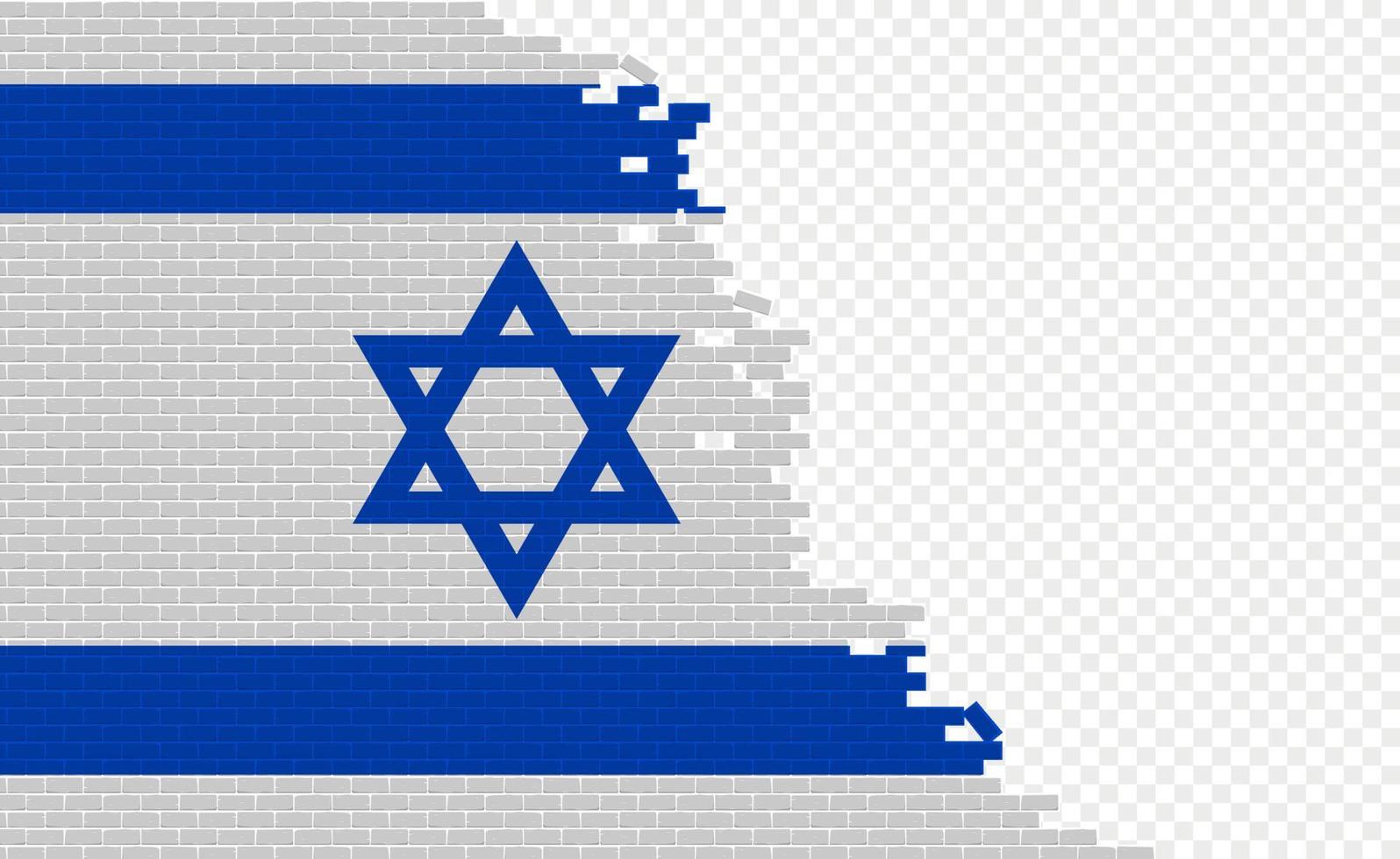 Israel flag on broken brick wall. Empty flag field of another country. Country comparison. Easy editing and vector in groups.