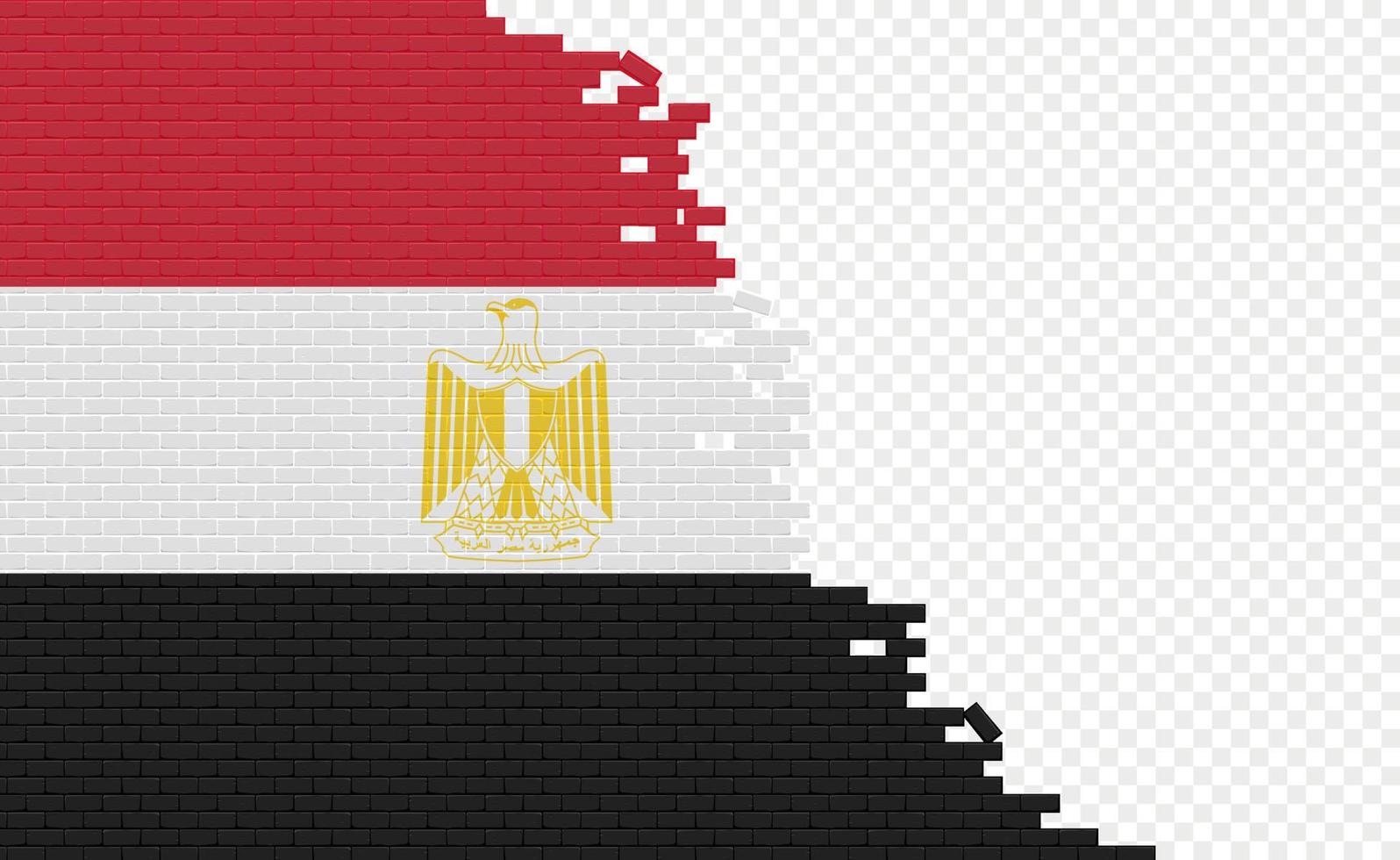 Egypt flag on broken brick wall. Empty flag field of another country. Country comparison. Easy editing and vector in groups.