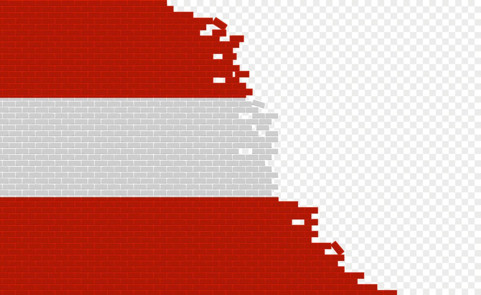 bandera de austria en la pared de ladrillos rotos. campo de bandera vacío de otro país. comparación de países. fácil edición y vector en grupos.