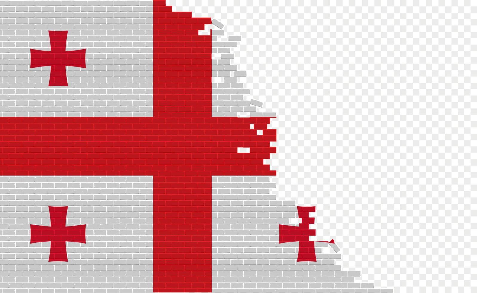 bandera de georgia en la pared de ladrillos rotos. campo de bandera vacío de otro país. comparación de países. fácil edición y vector en grupos.