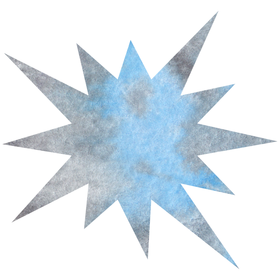 Blue watercolor star. Celestial element, space, sky png