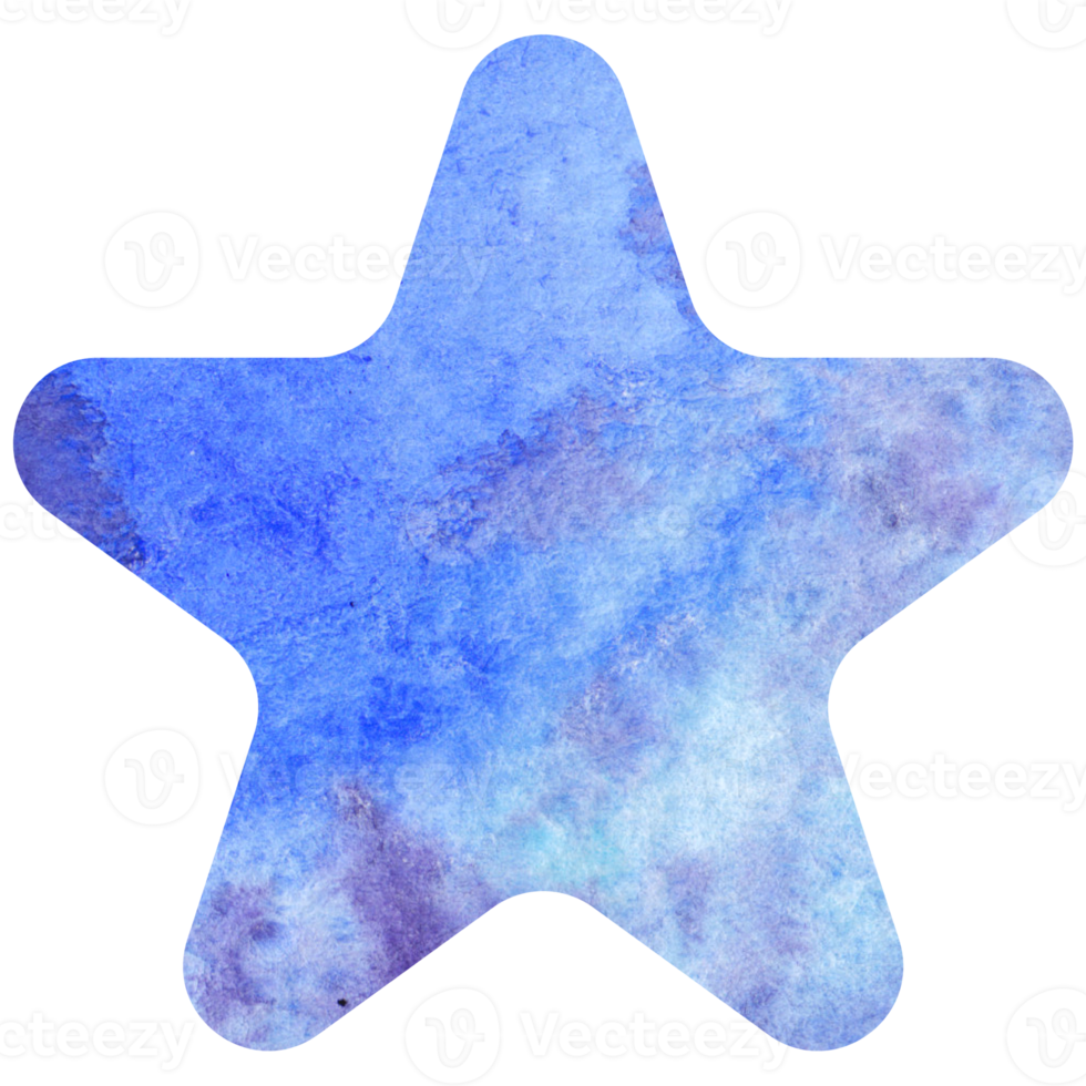 Blue watercolor star. Celestial element, space, sky png