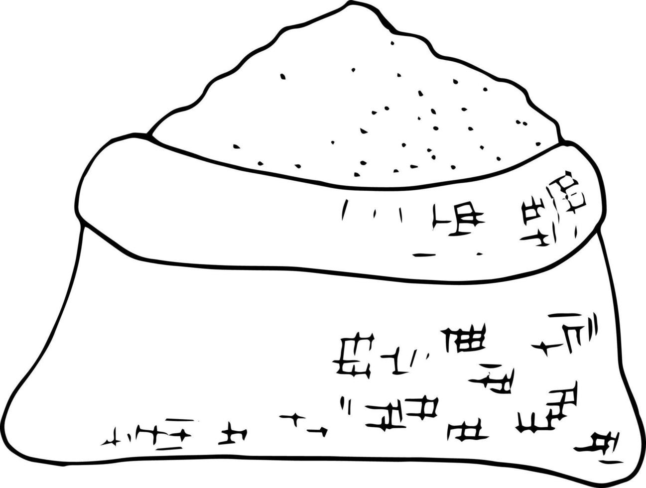 bag with flour icon. hand drawn doodle style. , minimalism, monochrome, sketch baking ingredient bread vector