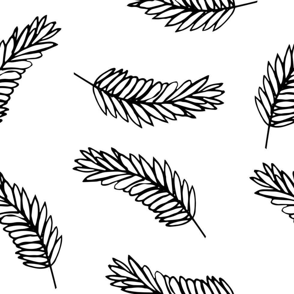spikelet seamless pattern. hand drawn doodle style. , minimalism, monochrome, sketch. wrapping paper, textile background label grain harvest vector